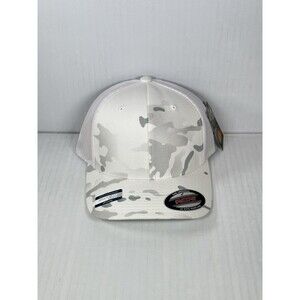 Flexfit 6511 Trucker Mesh Baseball Cap Hat Curved Visor White Camo NEW